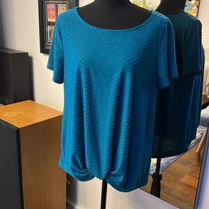 Rose & Olive size large. Teal top, with Swiss dot pattern.